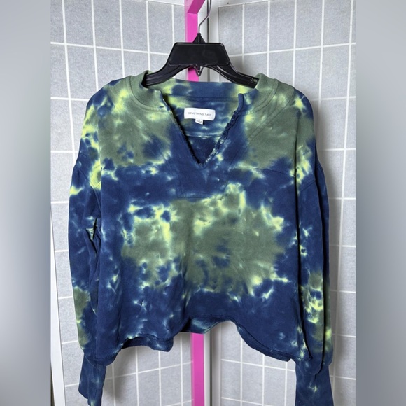 Something Navy Blue and Green Tie-Dye Sweatshirt - Picture 2 of 4